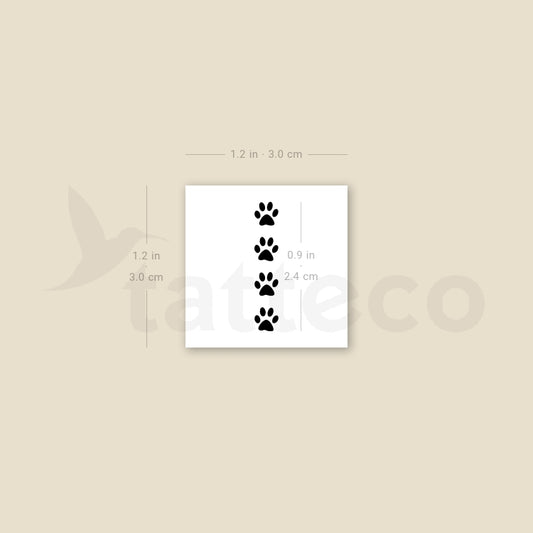 Four Paw Prints Inline Temporary Tattoo - Set of 3