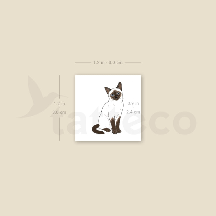 Small Siamese Cat Temporary Tattoo - Set of 3