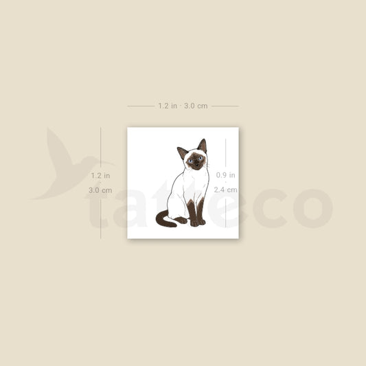 Small Siamese Cat Temporary Tattoo - Set of 3