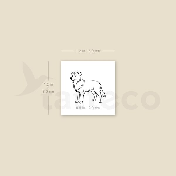 Minimalist Border Collie Temporary Tattoo - Set of 3