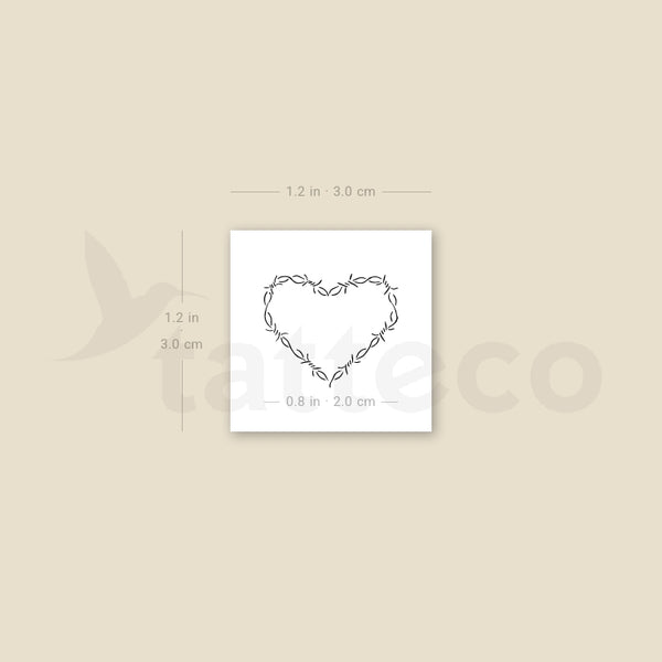 Small Heart Shaped Barbed Wire Temporary Tattoo - Set of 3