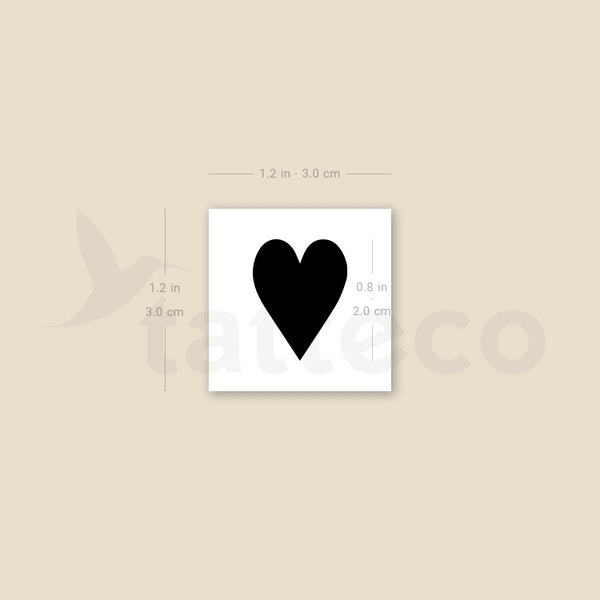 Black Heart Suit Temporary Tattoo - Set of 3