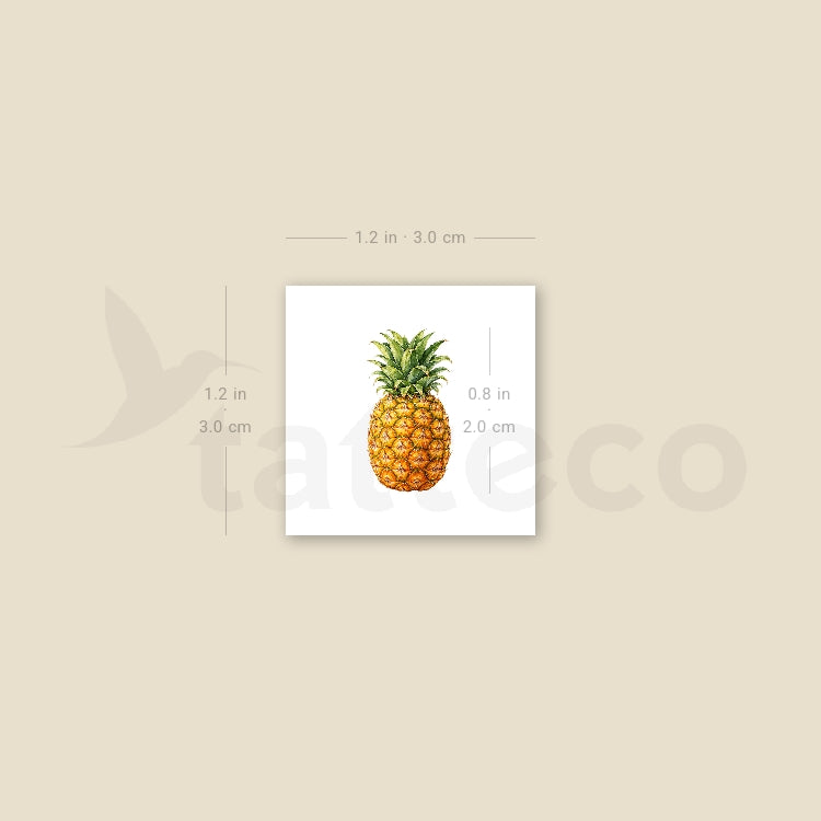 Watercolor Pineapple Temporary Tattoo - Set of 3