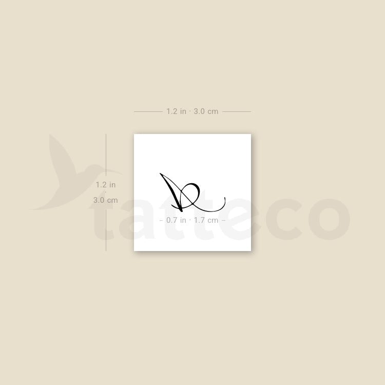 Letter A Script Temporary Tattoo - Set of 3