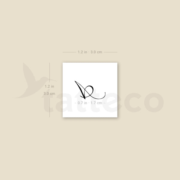 Letter A Script Temporary Tattoo - Set of 3