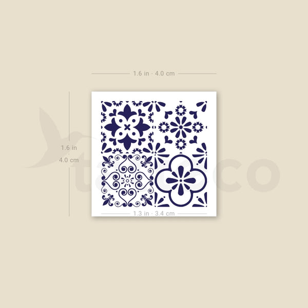Portuguese Tiles Temporary Tattoo - Set of 3