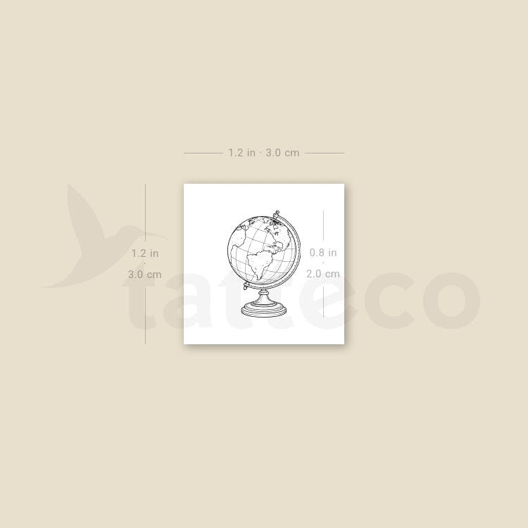World Globe Temporary Tattoo - Set of 3