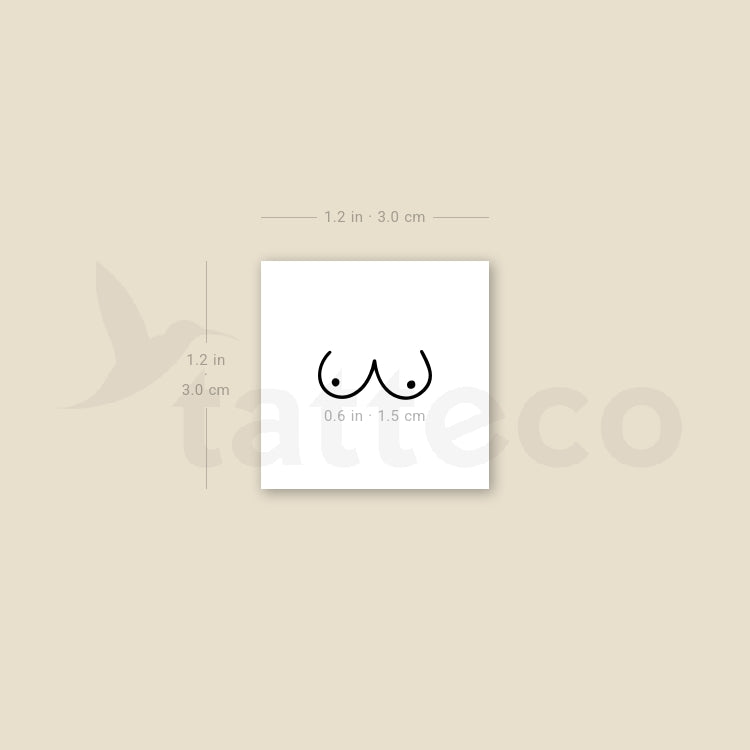 Woman Breasts Temporary Tattoo - Set of 3