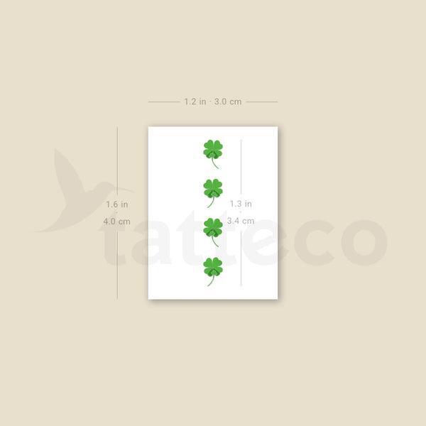 Four Tiny Four Leaf Clovers Temporary Tattoo - Set of 3