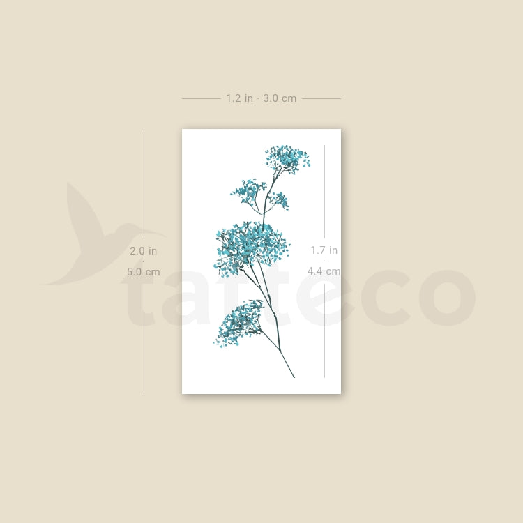 Blue Baby's Breath Temporary Tattoo - Set of 3