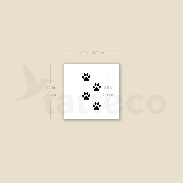 Four Tiny Paws Temporary Tattoo - Set of 3