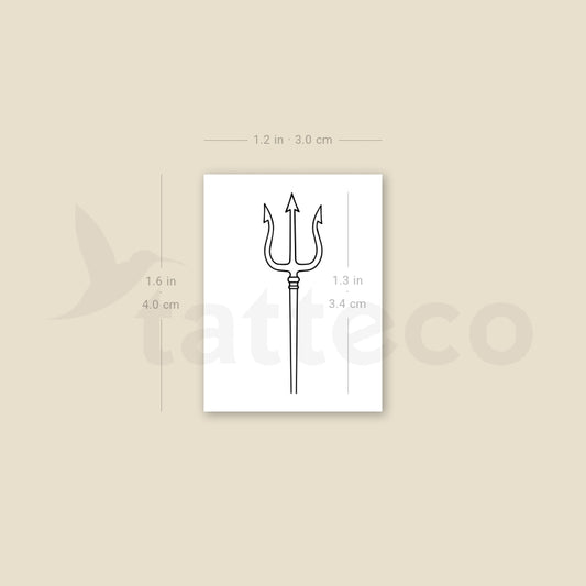 Fine Line Trident Of Poseidon Temporary Tattoo - Set of 3