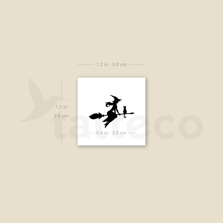 Flying Witch Temporary Tattoo - Set of 3