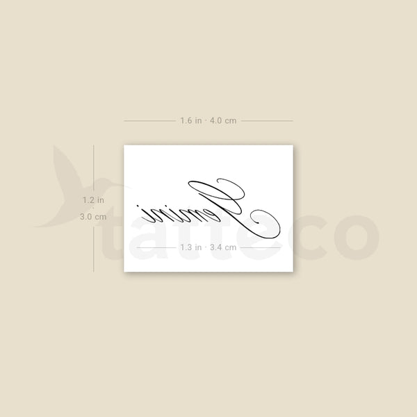 Gemini Script Temporary Tattoo By M3.Ink - Set of 3