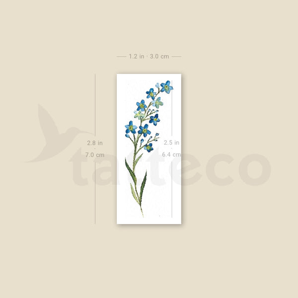 Delicate Watercolor Forget-me-not Temporary Tattoo - Set of 3
