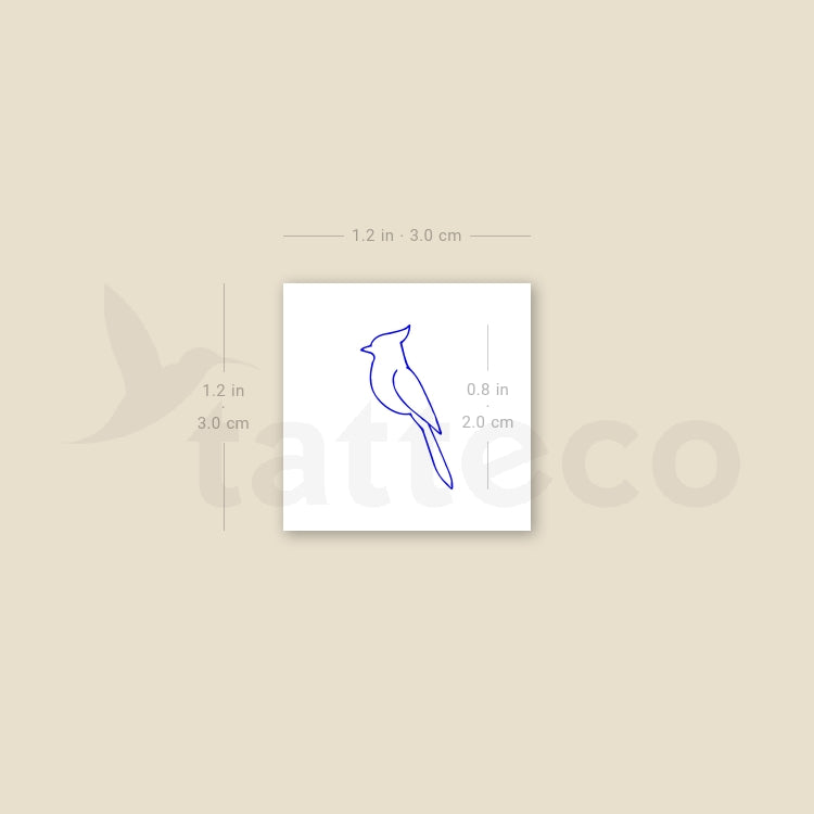 Fine Line Blue Jay Temporary Tattoo - Set of 3