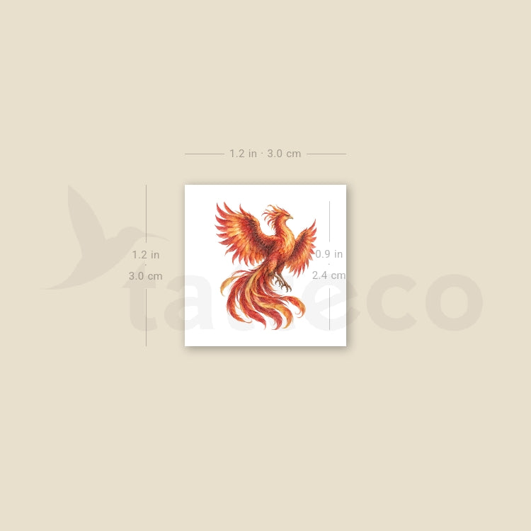 Watercolor Phoenix Temporary Tattoo - Set of 3