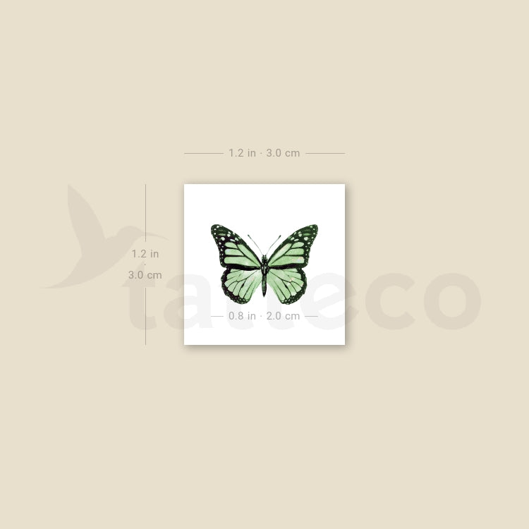 Green Butterfly Temporary Tattoo - Set of 3