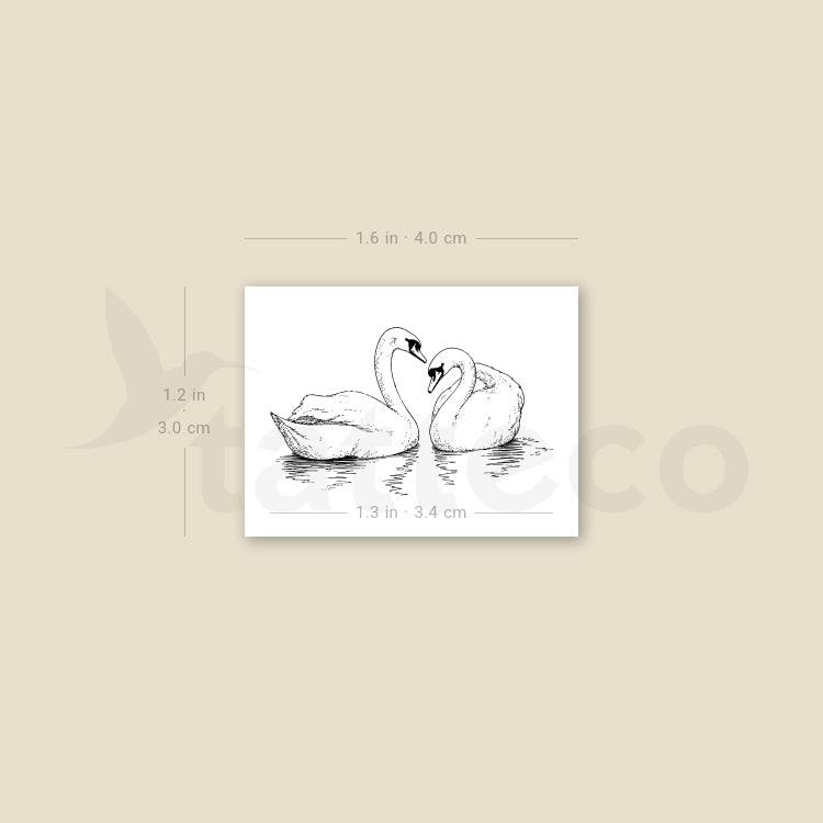 Swan Couple Temporary Tattoo - Set of 3