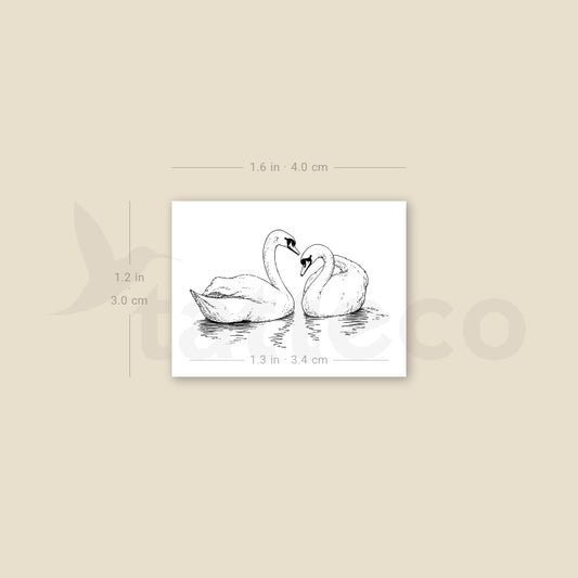 Swan Couple Temporary Tattoo - Set of 3