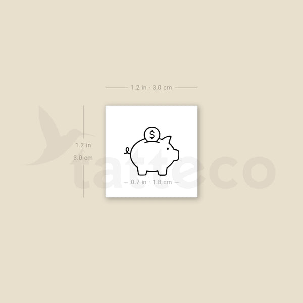 Piggy Bank Temporary Tattoo - Set of 3