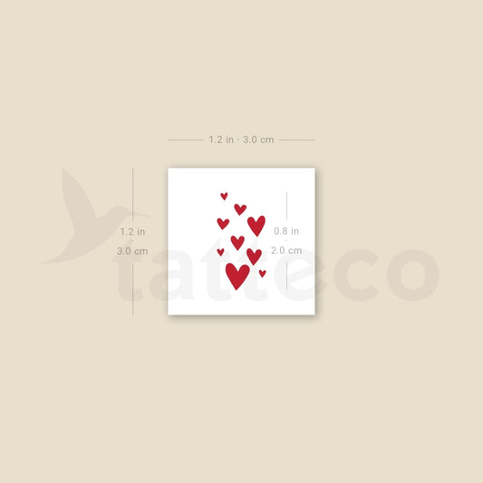 Heart Avalanche Temporary Tattoo - Set of 3