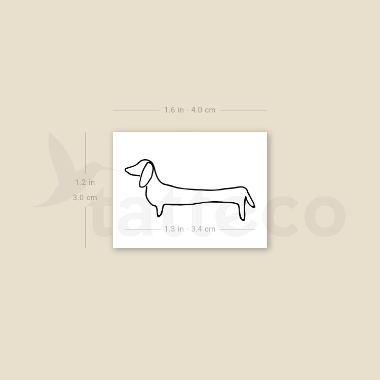 Tatuaje temporal de perro salchicha - Juego de 3