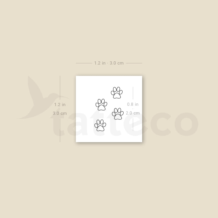 Tatuaje temporal de huellas de patas (juego de 3)
