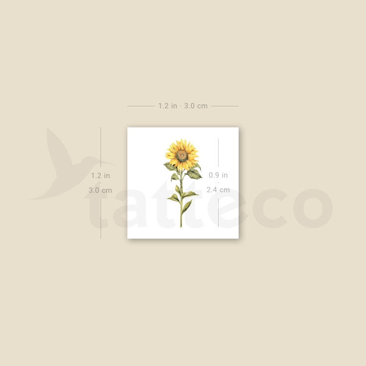 Small Watercolor Sunflower Temporary Tattoo - Set of 3