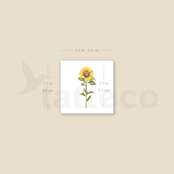 Small Watercolor Sunflower Temporary Tattoo - Set of 3