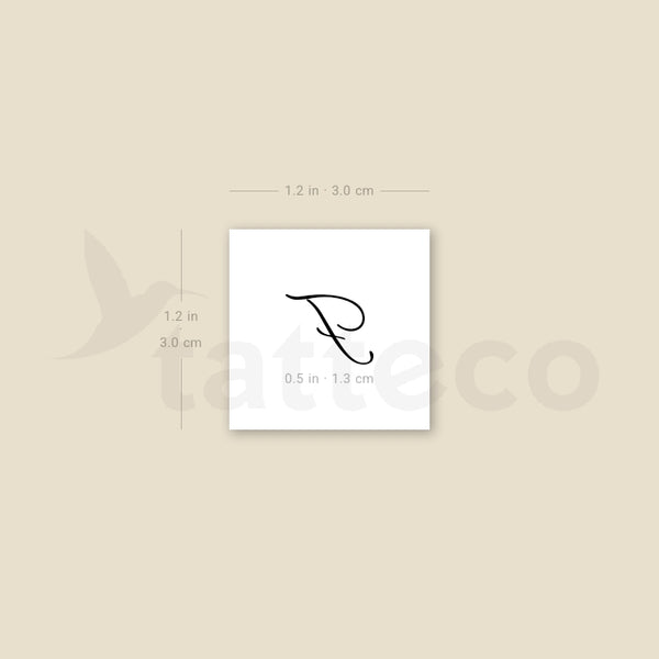 Letter F Script Temporary Tattoo - Set of 3