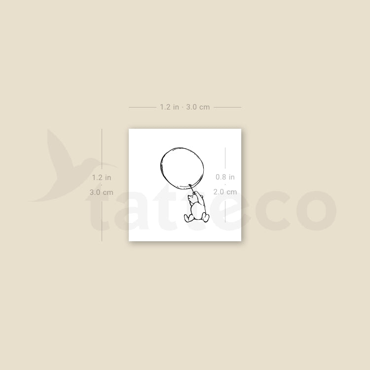 Classic Winnie-the-Pooh & Balloon Temporary Tattoo - Set of 3
