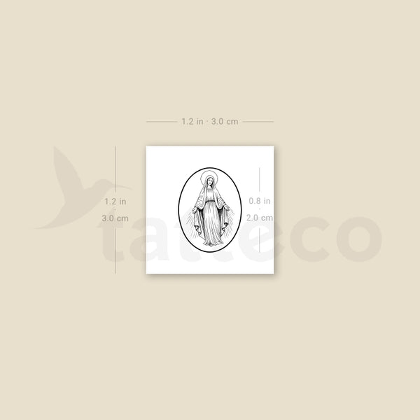 Virgin Mary Medal Temporary Tattoo - Set of 3