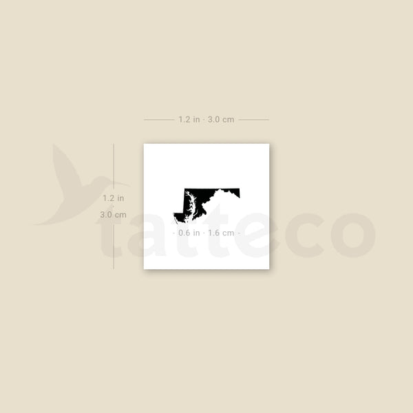 Maryland Map Temporary Tattoo - Set of 3