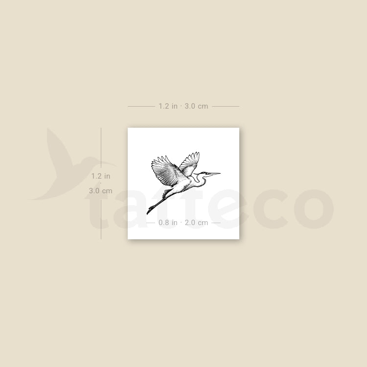 Flying Heron Temporary Tattoo - Set of 3