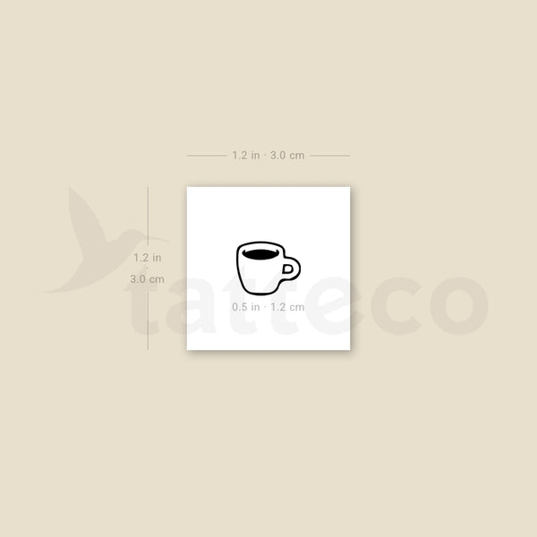 Tatuaje temporal de taza de café pequeña - Juego de 3