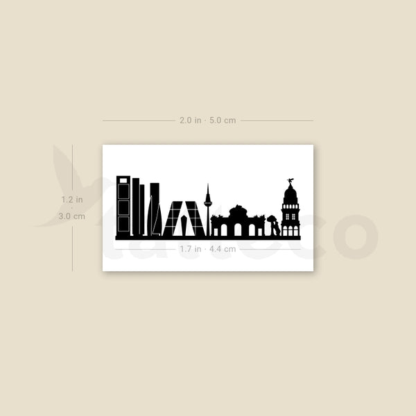 Madrid Skyline Temporary Tattoo - Set of 3