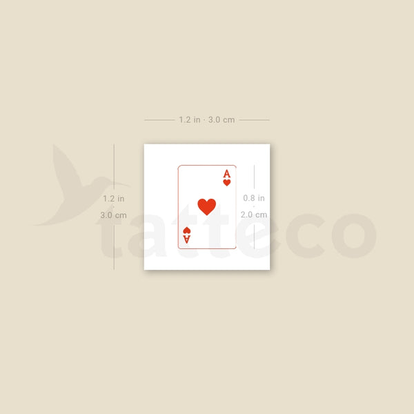 Ace Of Hearts Card Temporary Tattoo - Set of 3