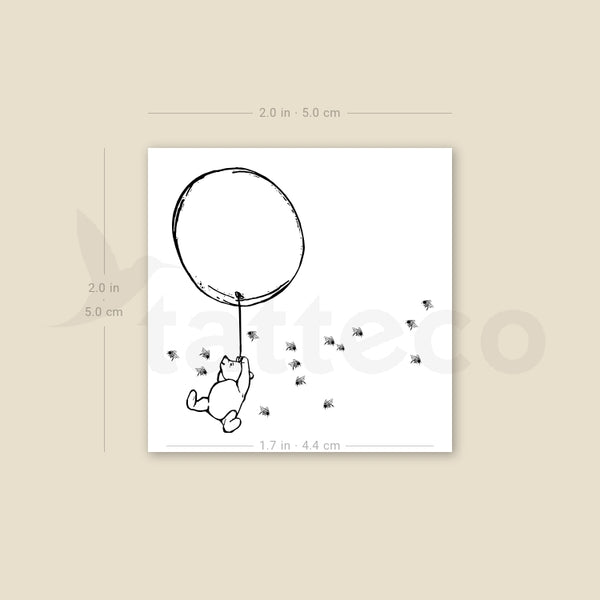 Classic Winnie-the-Pooh With Balloon And Bees Temporary Tattoo - Set of 3