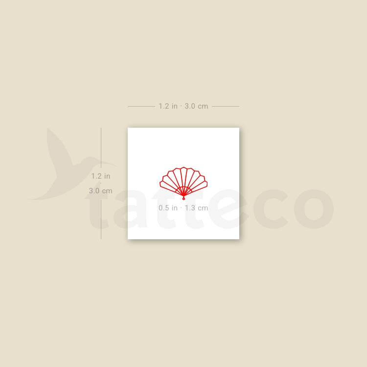 Red Hand Fan Temporary Tattoo - Set of 3