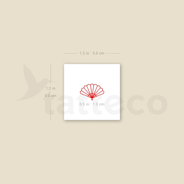 Red Hand Fan Temporary Tattoo - Set of 3