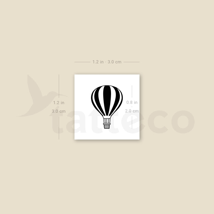 Stripped Hot Air Balloon Temporary Tattoo - Set of 3