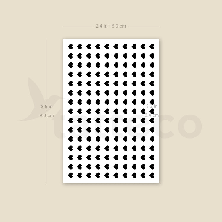 Small Black Hearts Nail Decals Temporary Tattoo - Set of 3