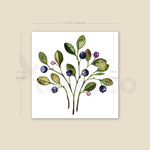Blueberries By Ann Lilya Temporary Tattoo - Set of 3