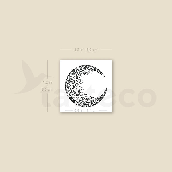 Small Ornamental Moon Temporary Tattoo - Set of 3