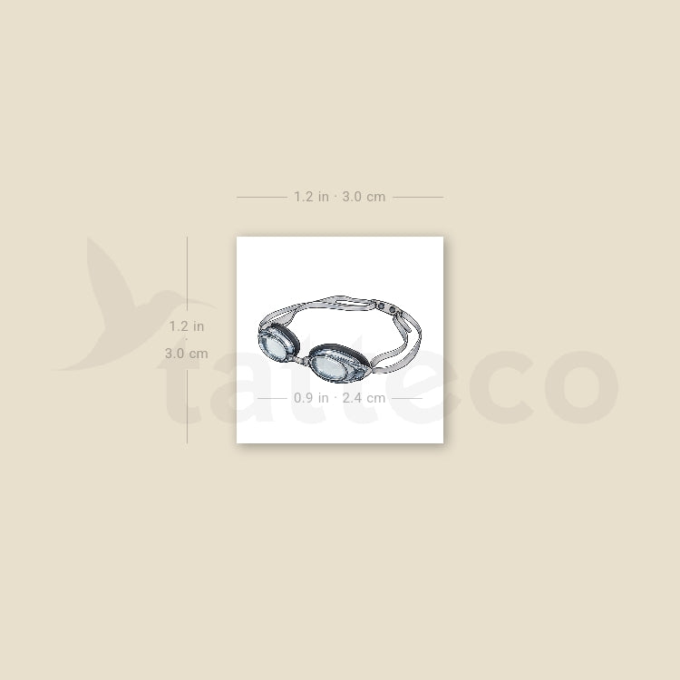 Swimming Goggles Temporary Tattoo - Set of 3