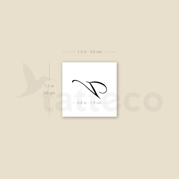 Cursive V Script Temporary Tattoo - Set of 3