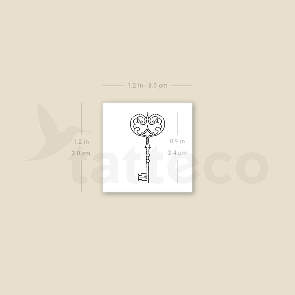 Vintage Key Temporary Tattoo By M3.Ink - Set of 3