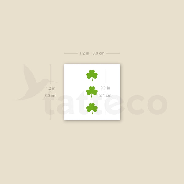 Three Tiny Three Leaf Clovers Temporary Tattoo - Set of 3