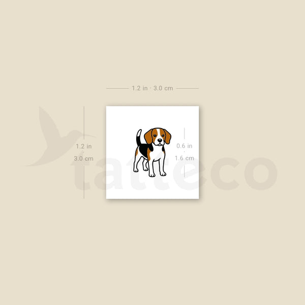 Tiny Beagle Temporary Tattoo - Set of 3